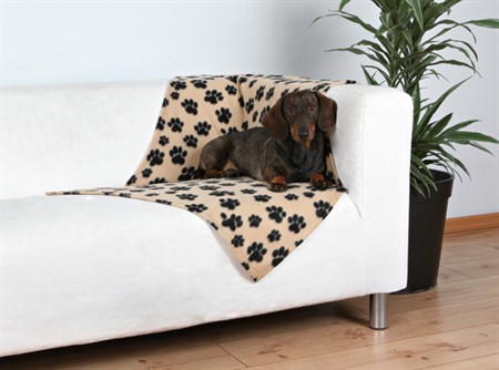Barney filt, fleece, 100 x 70 cm, beige m tasstryck